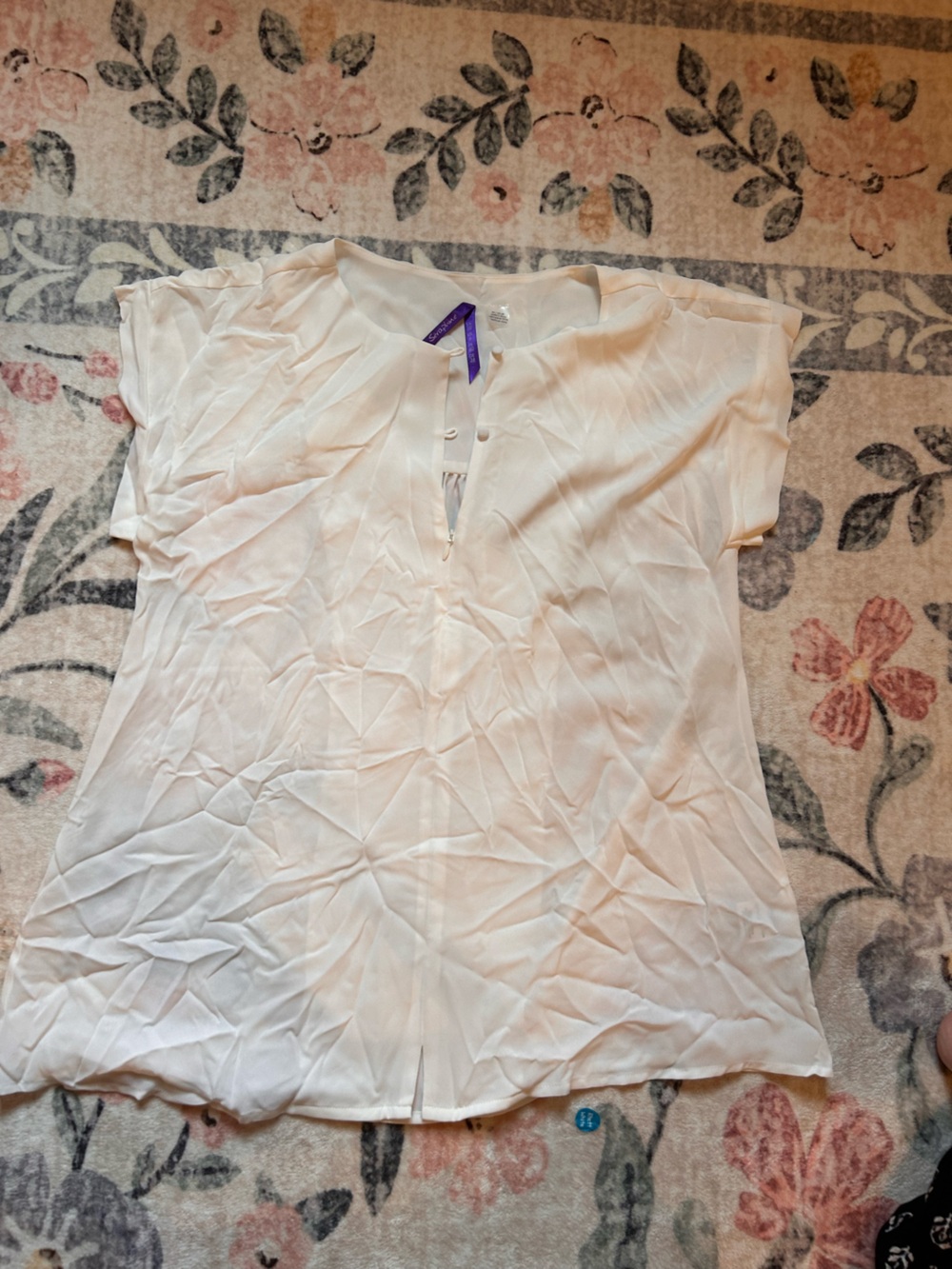 Maternity Nursing White Blouse - Women's V-Neck Short Sleeve Flutter Blouse